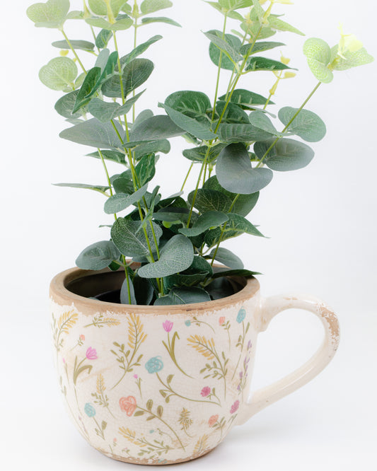 Pastel Floral Mug Rustic Planter