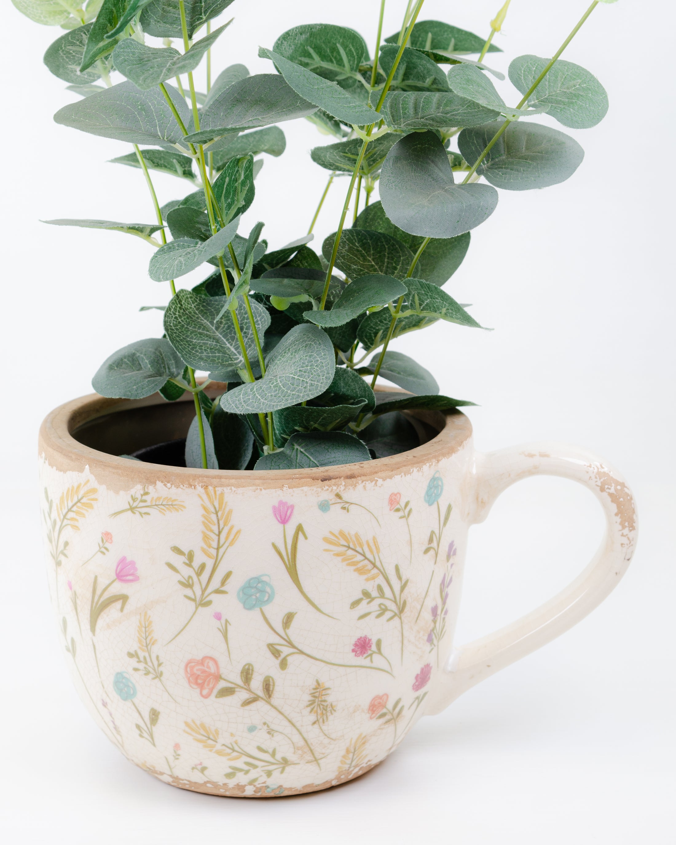 Pastel Floral Mug Rustic Planter