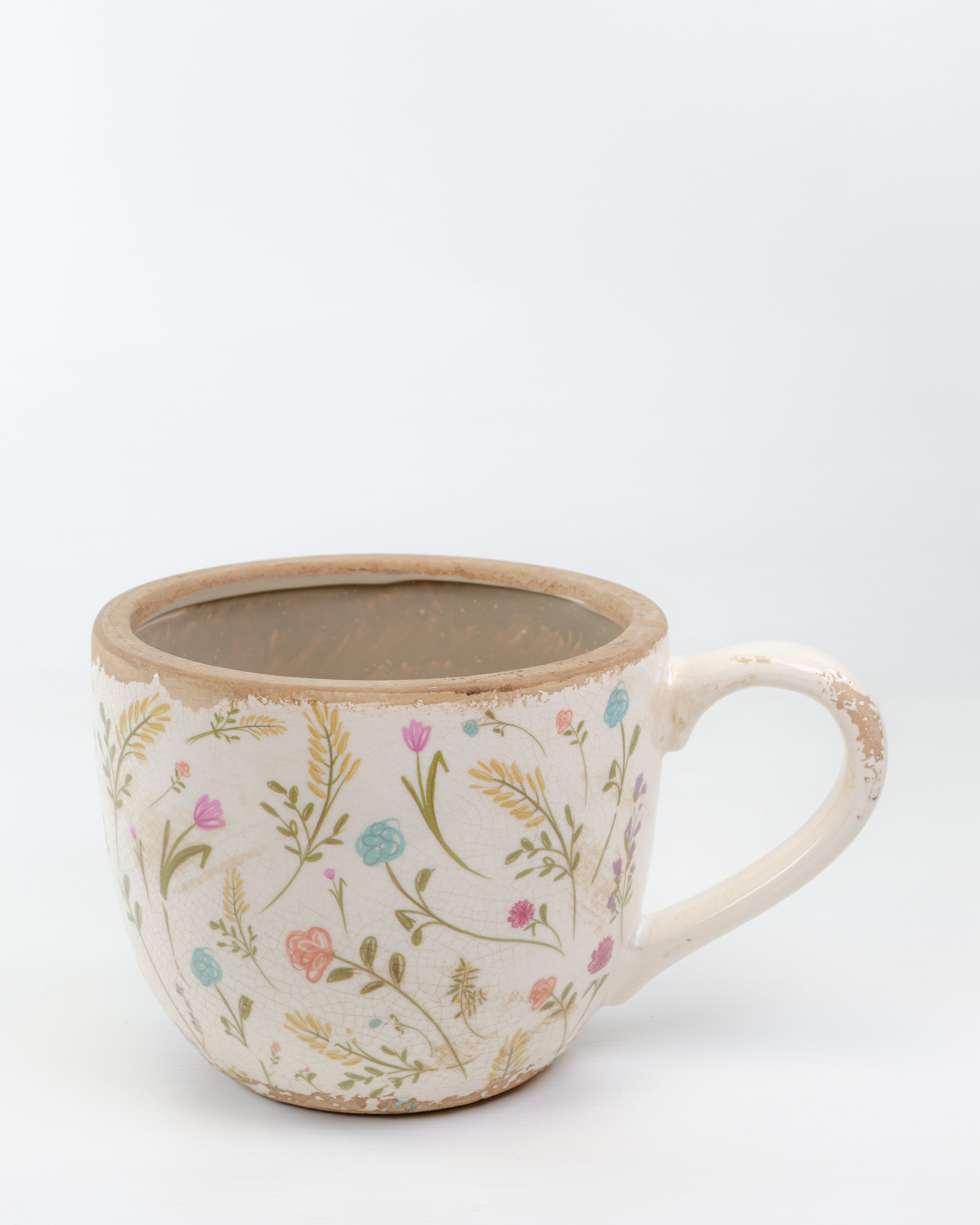 Pastel Floral Mug Rustic Planter