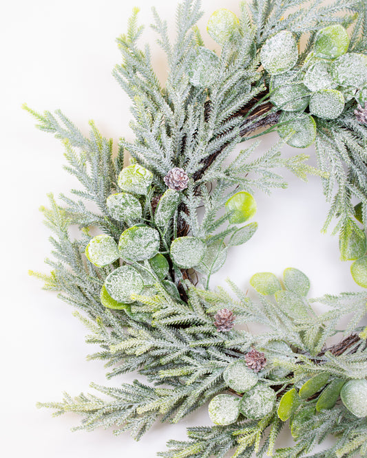 Frosted Pine & Eucalyptus Wreath