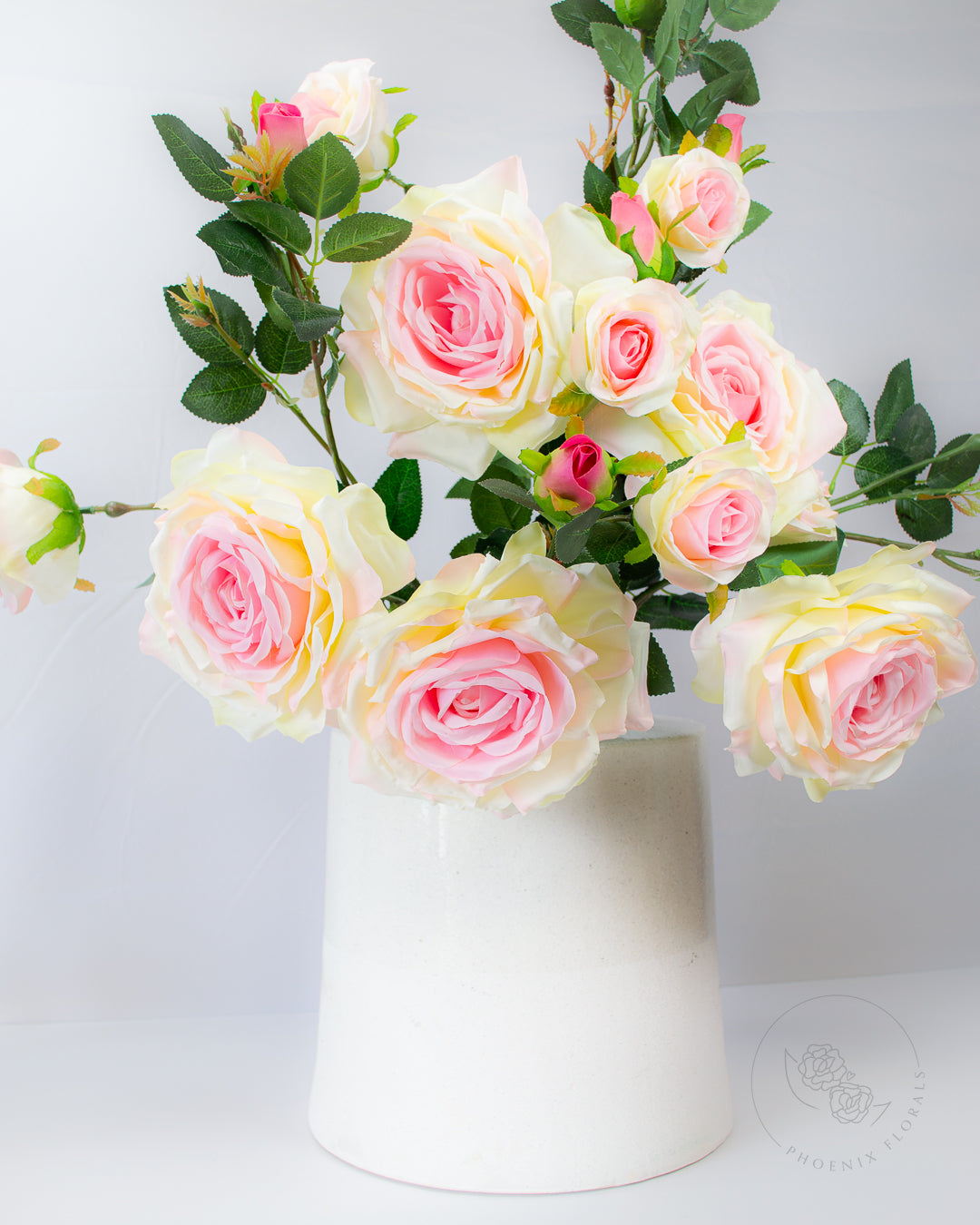 Pink & Cream Garden Rose Spray