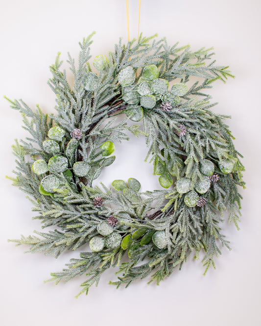 Frosted Pine & Eucalyptus Wreath