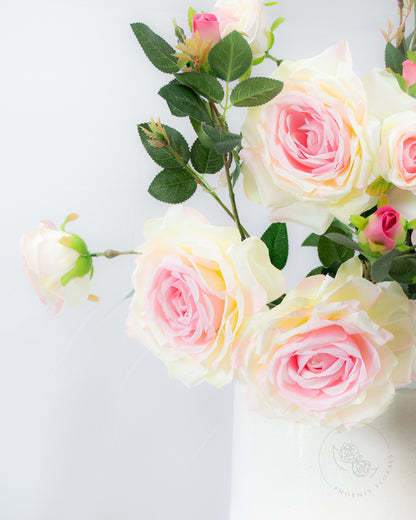 Pink & Cream Garden Rose Spray