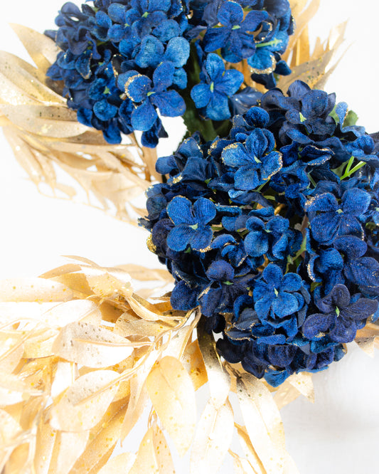 Navy & Gold Hydrangea Stem