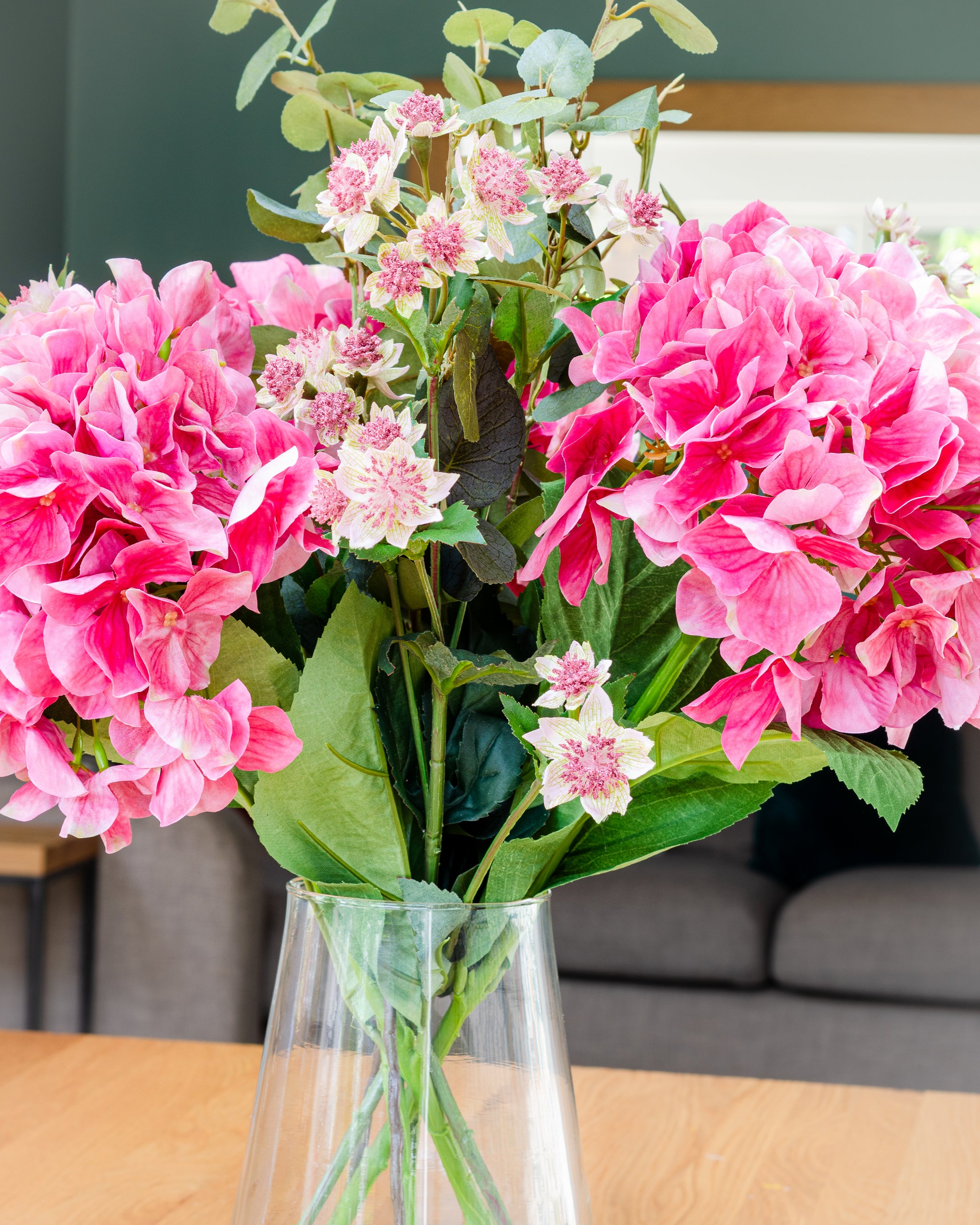 Pink Hydrangea & Meadow Flowers in Vase