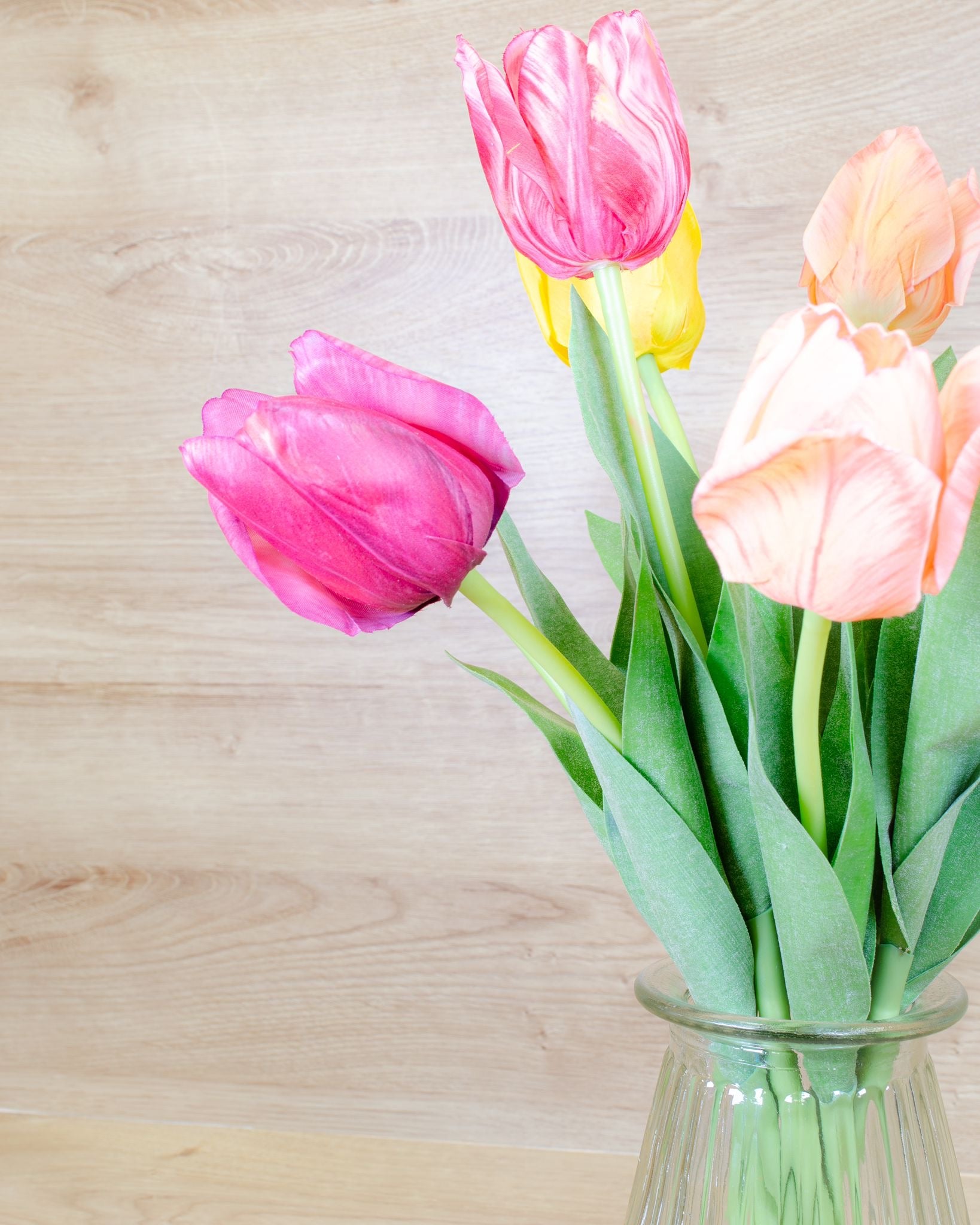 Rainbow of Tulips in Vase