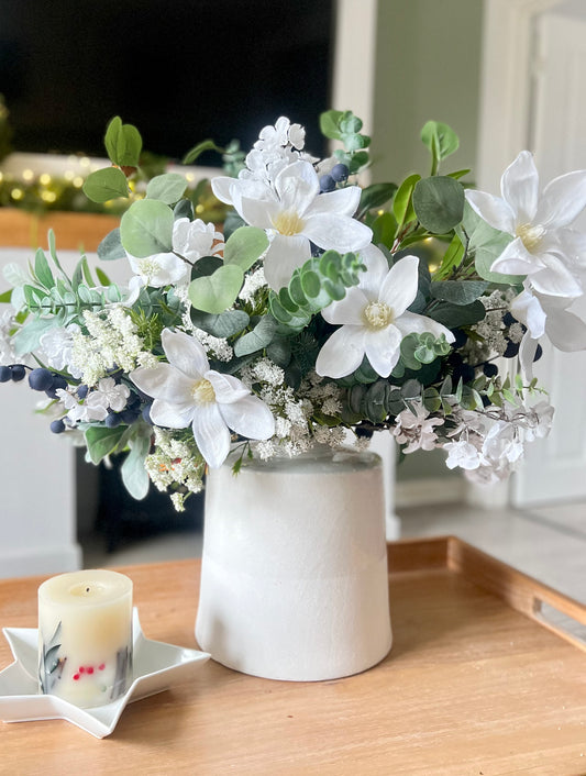 Deluxe Foliage, White & Blueberry Bouquet