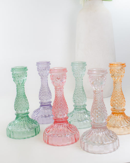 Pastel Glass Candle Sticks (6 colours)