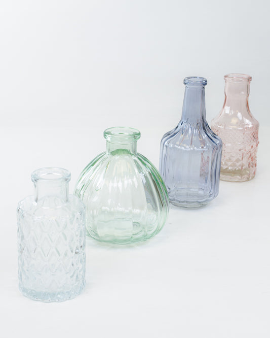 Set of Four Pastel Glass Bud Vases