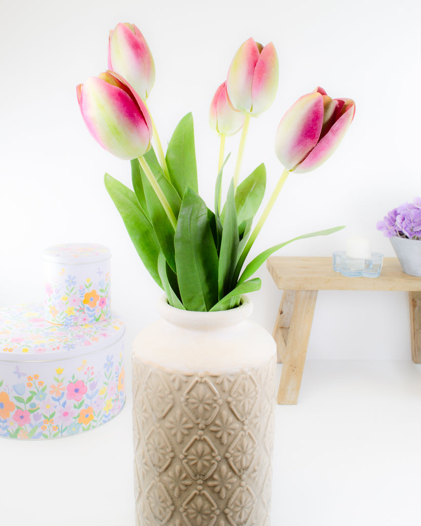 Pink & Green Tulip Bunch (set of 5)