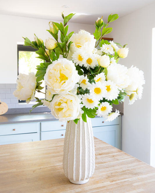 White Peony & Daisy Bouquet