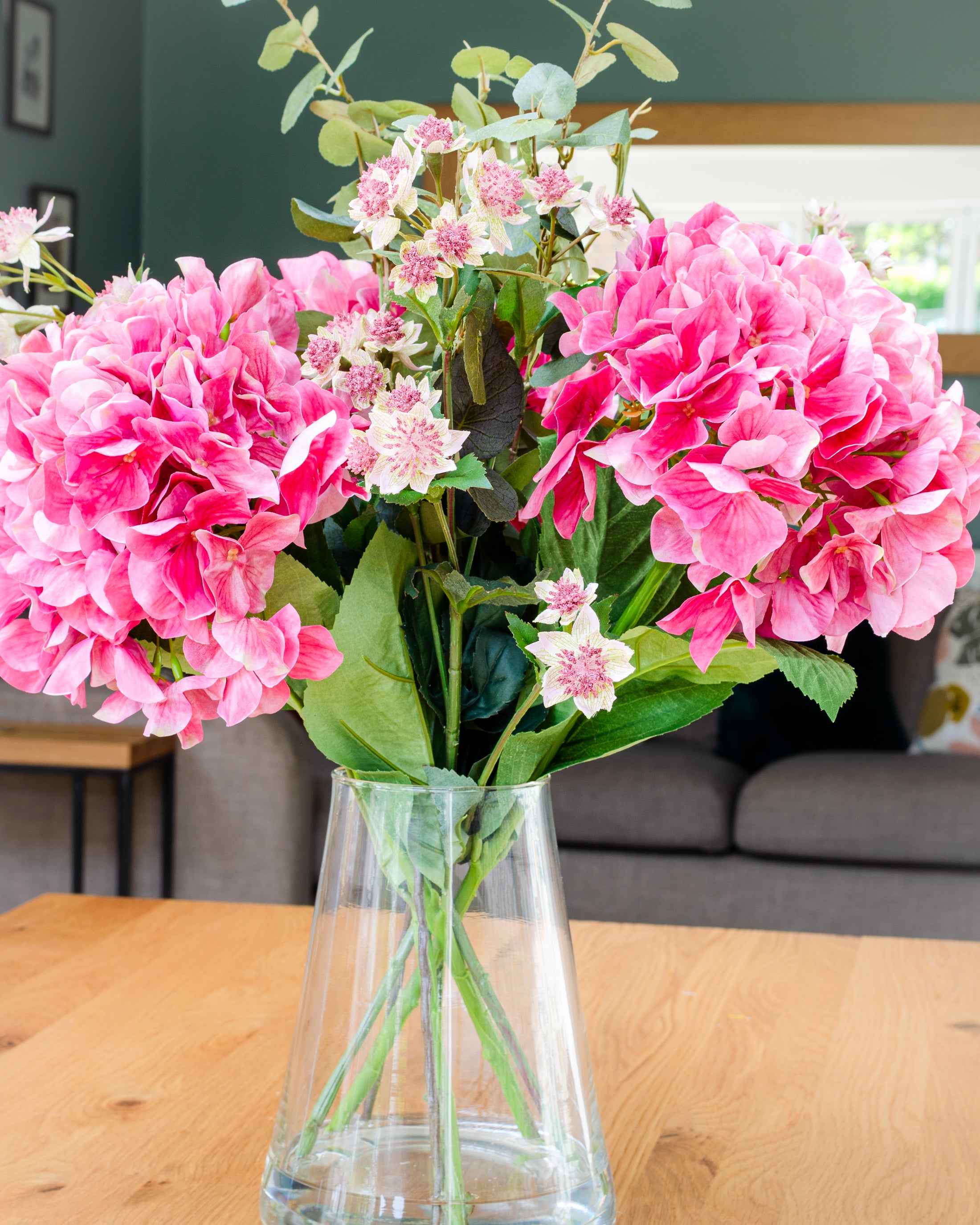 Pink Hydrangea & Meadow Flowers in Vase