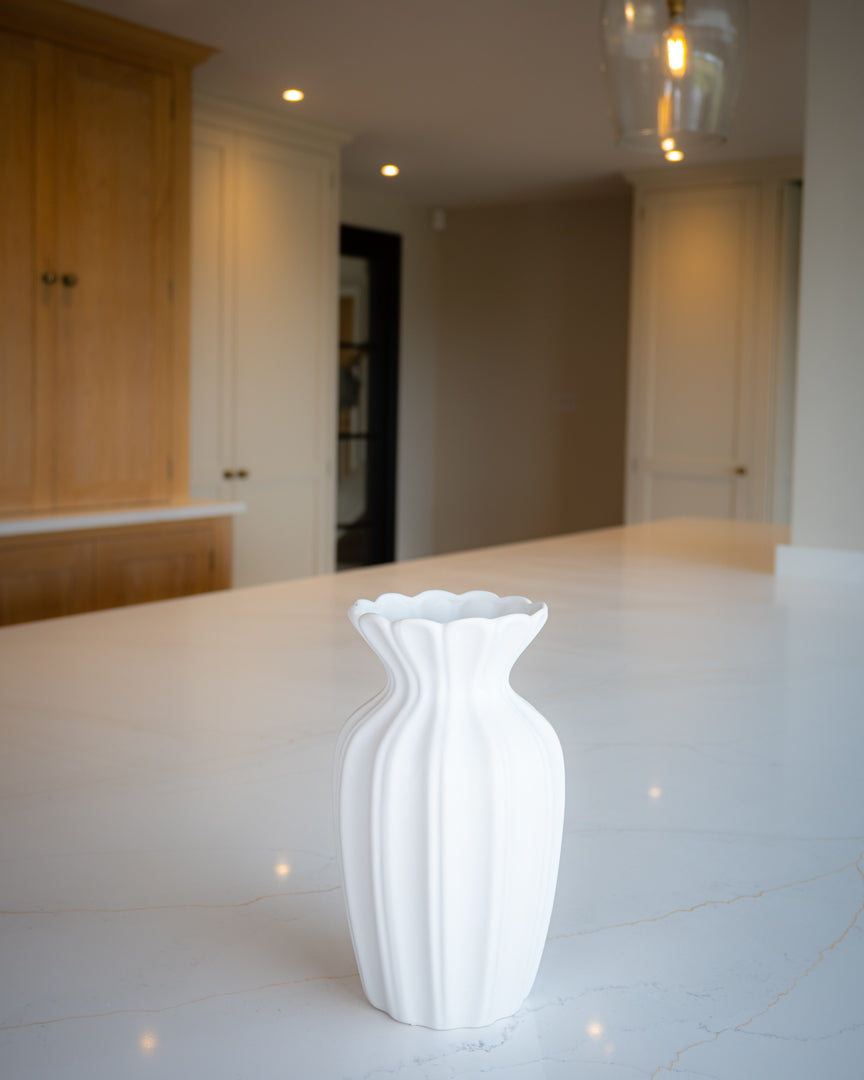 White Ceramic Petal Vase