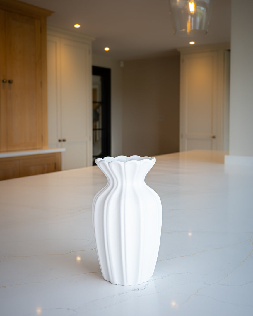 White Ceramic Petal Vase
