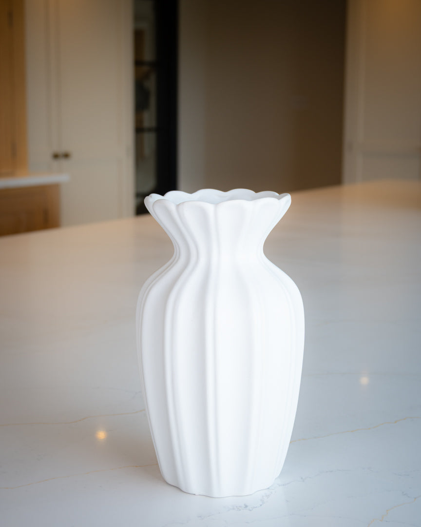 White Ceramic Petal Vase
