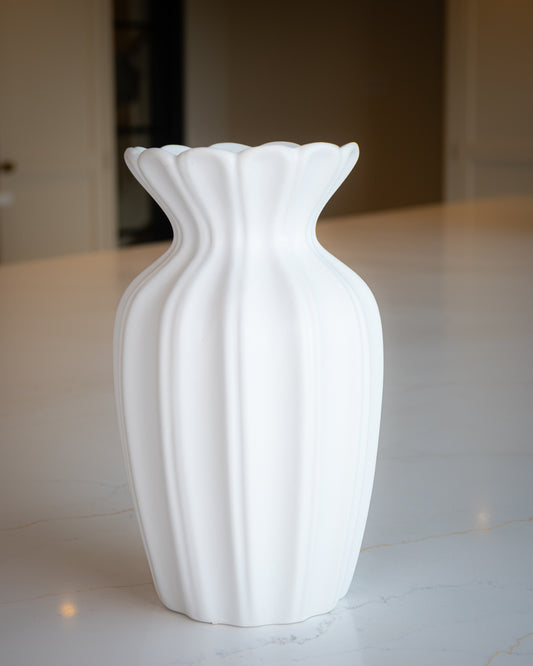 White Ceramic Petal Vase