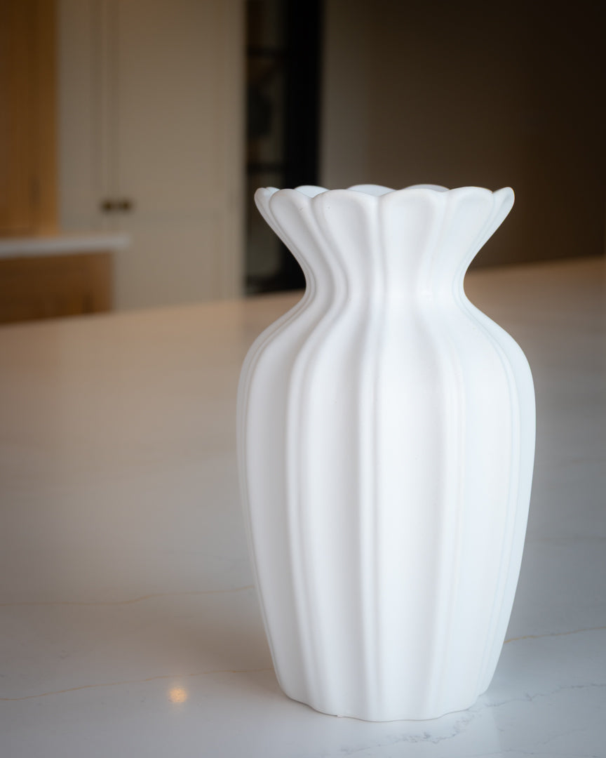 White Ceramic Petal Vase