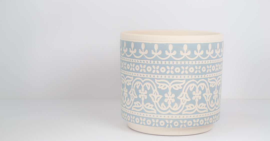 Patterned Planter - Blue