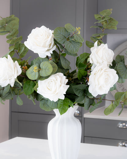 Real-Touch Garden Rose Stem - White