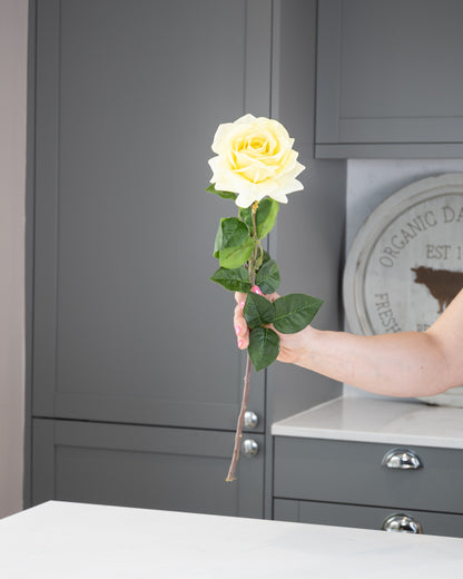 Real-Touch Garden Rose Stem - Lemon