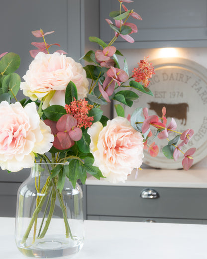 Peonies & Eucalyptus in Vase