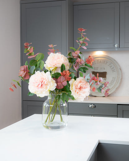 Peonies & Eucalyptus in Vase
