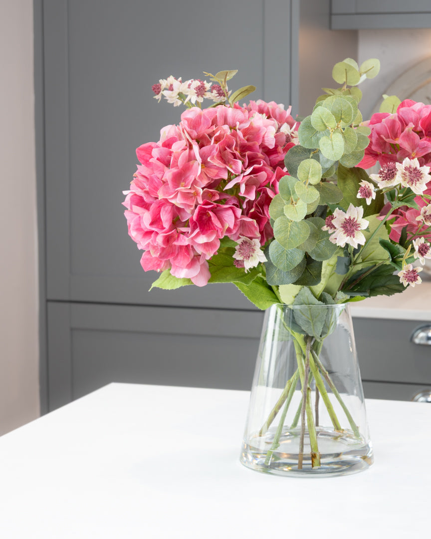 Pink Hydrangea & Meadow Flowers in Vase