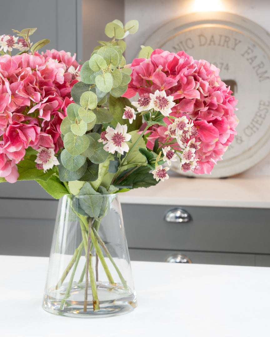 Pink Hydrangea & Meadow Flowers in Vase