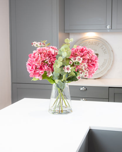 Pink Hydrangea & Meadow Flowers in Vase