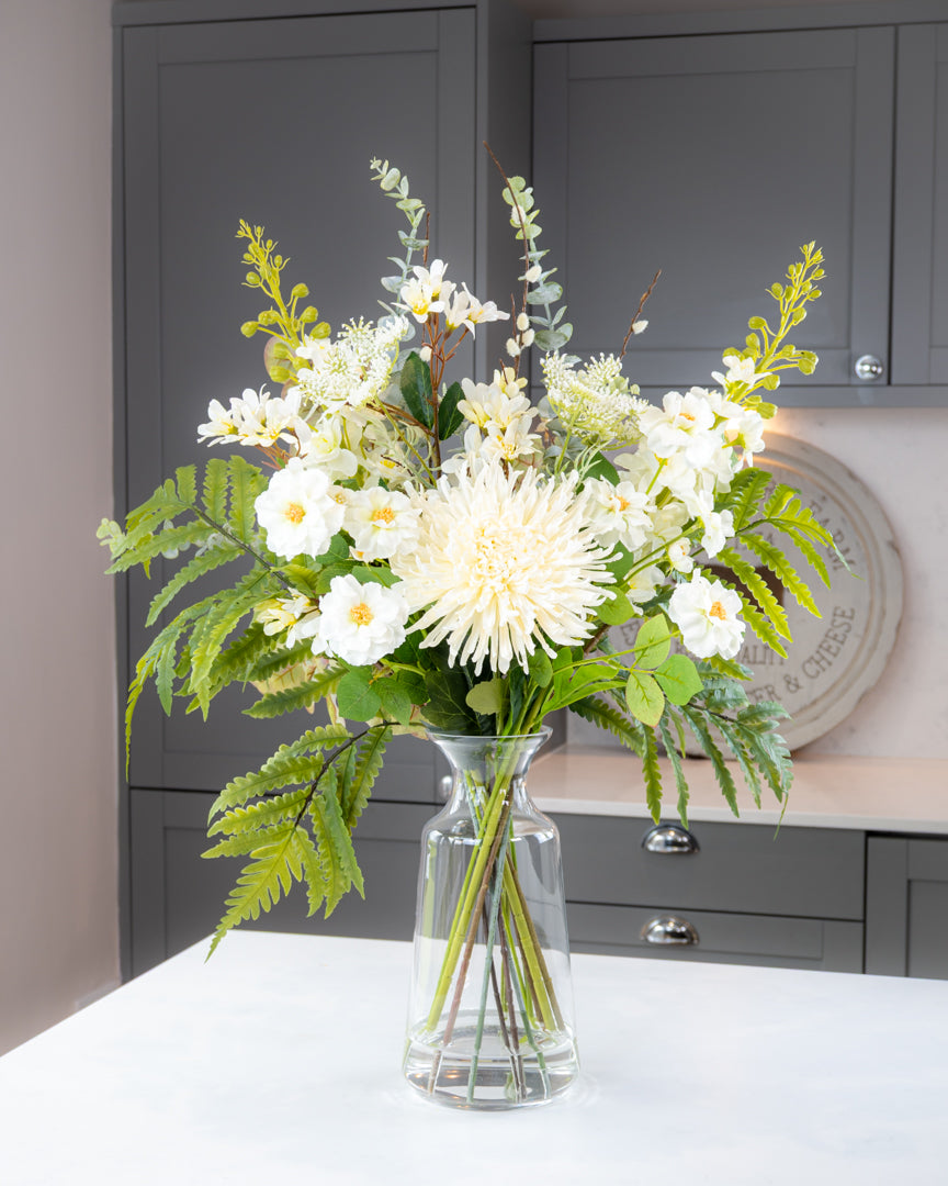 Deluxe White & Greenery Display in Vase