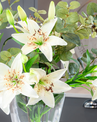 White Lily and Eucalyptus in Vase