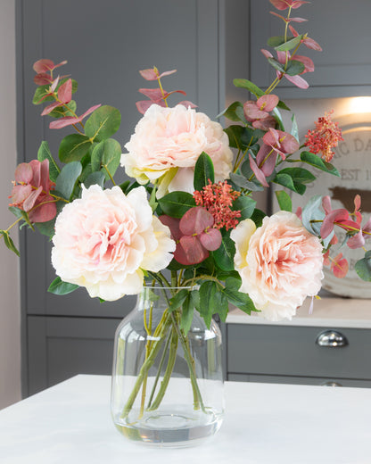 Peonies & Eucalyptus in Vase