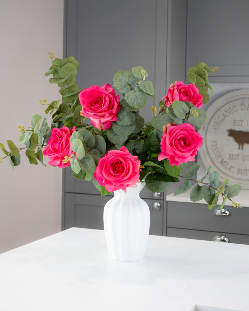 Real-Touch Garden Rose Stem - Pink
