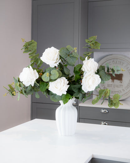 Real-Touch Garden Rose Stem - White