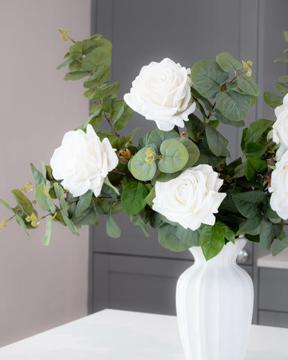 Real-Touch Garden Rose Stem - White