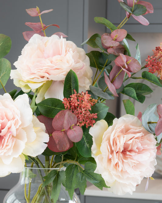 Peonies & Eucalyptus in Vase