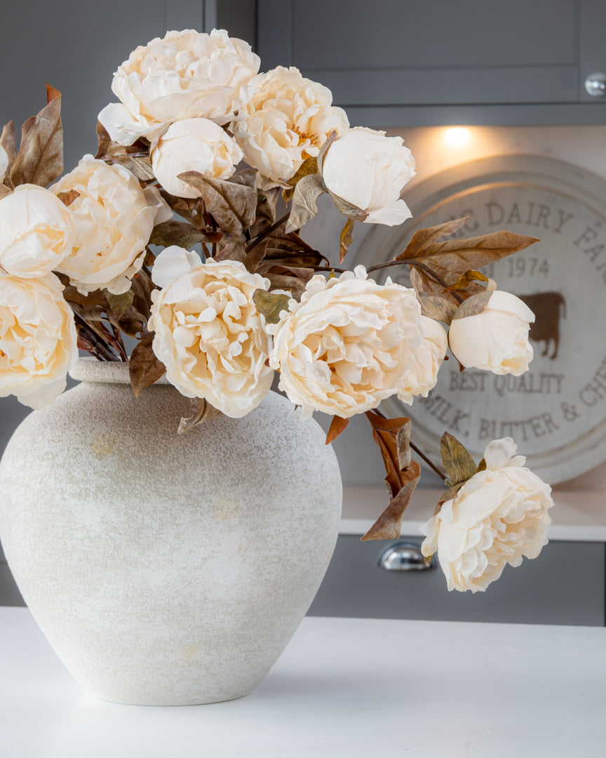 Autumn Peony Dried Spray - Cream