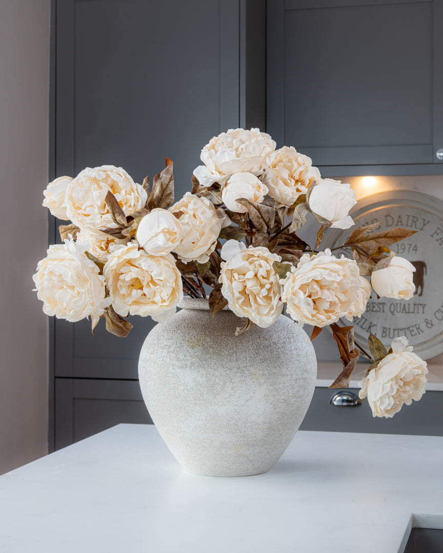 Autumn Peony Dried Spray - Cream