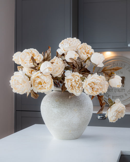 Autumn Peony Dried Spray - Cream