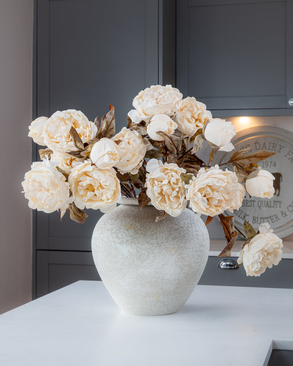 Autumn Peony Dried Spray - Cream