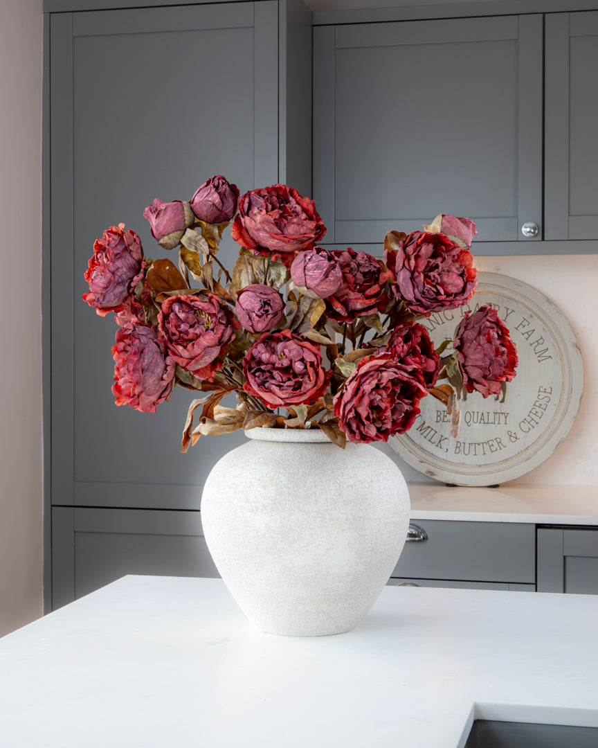 Autumn Peony Dried Spray - Wine