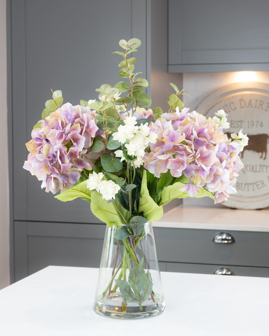 Lilac Hydrangea & Meadow Flowers in Vase