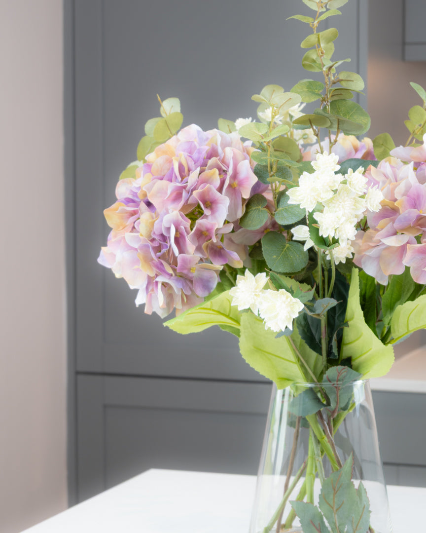 Lilac Hydrangea & Meadow Flowers in Vase