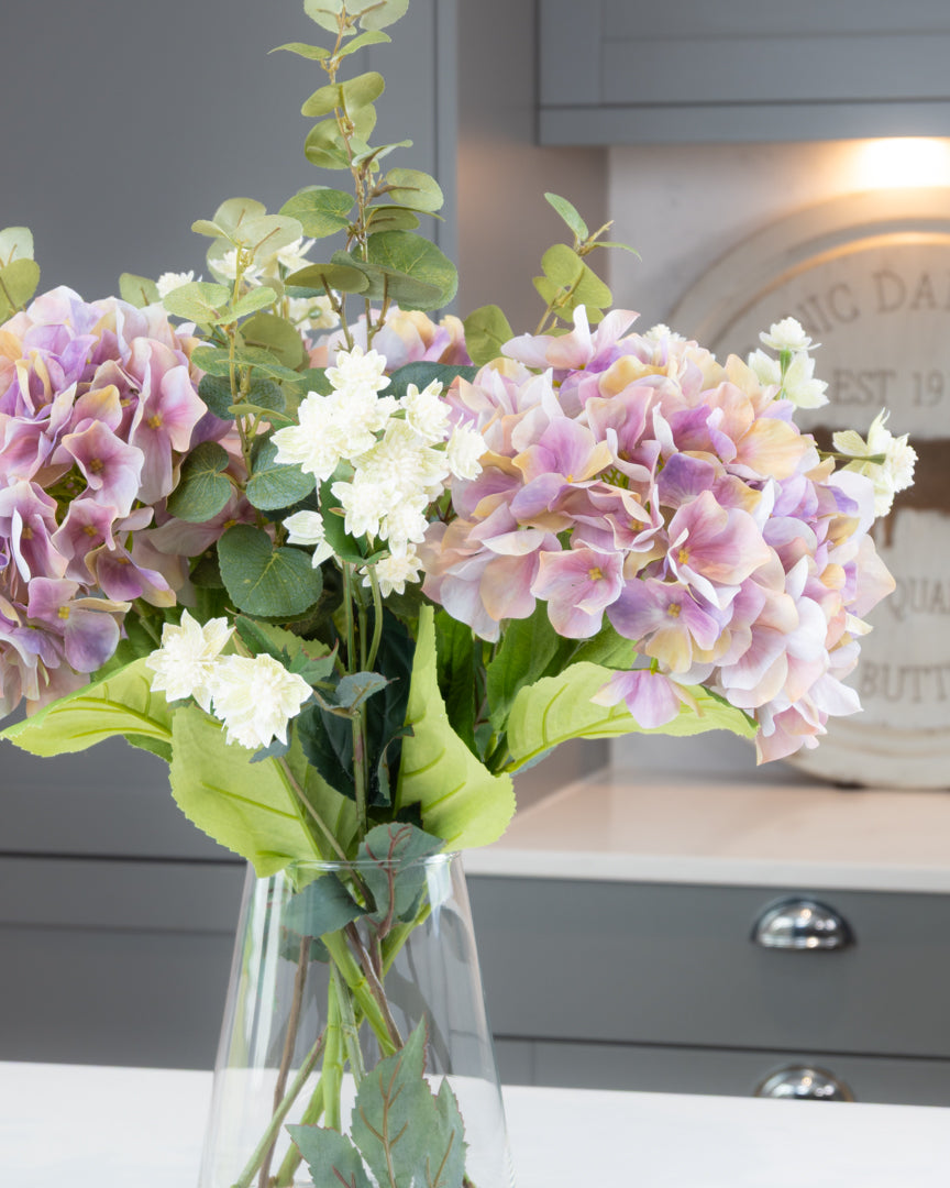 Lilac Hydrangea & Meadow Flowers in Vase