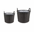 Load image into Gallery viewer, Outdoor Grey Rattan Planters (set of 2)
