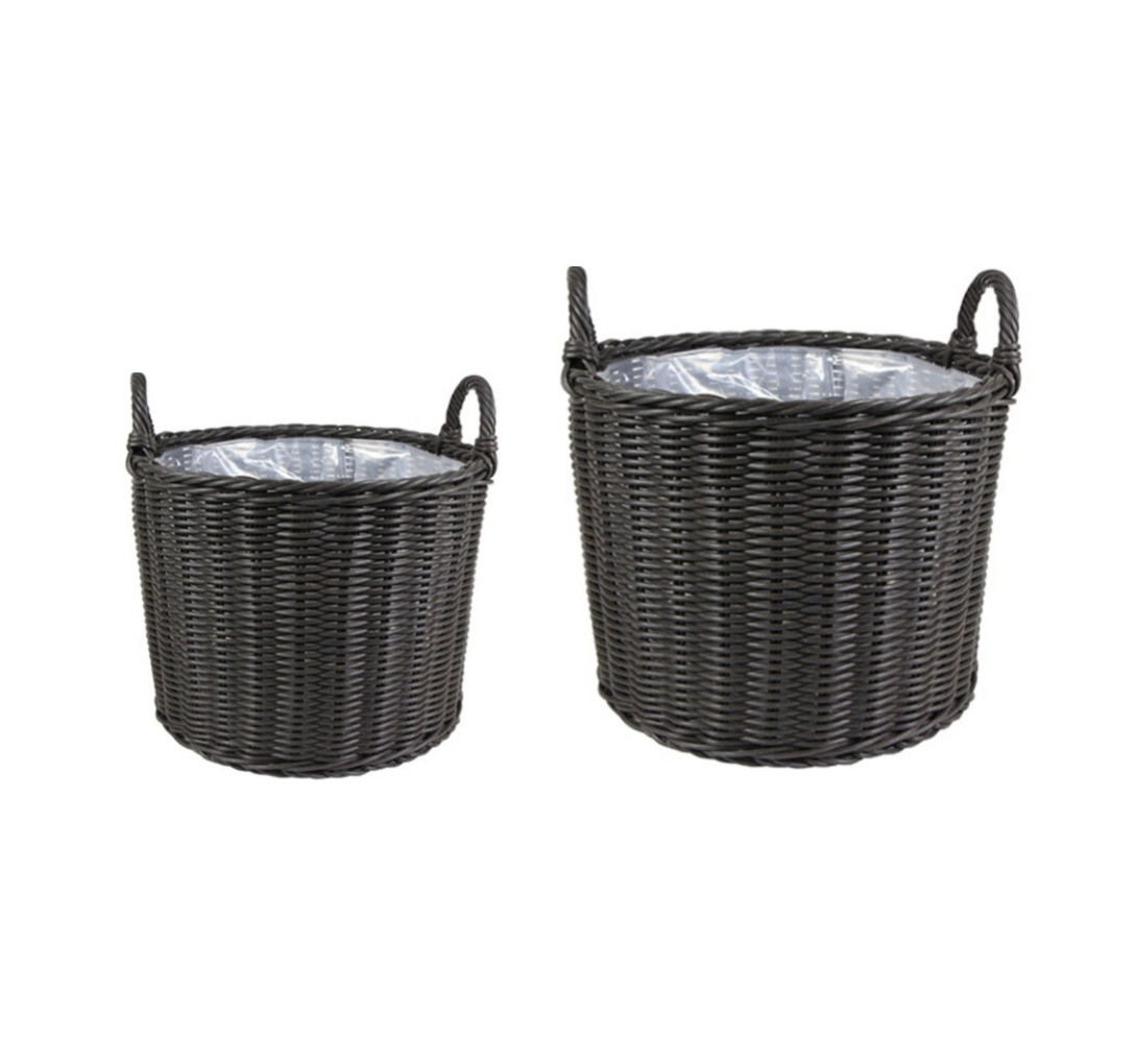 Outdoor Grey Rattan Planters (set of 2)