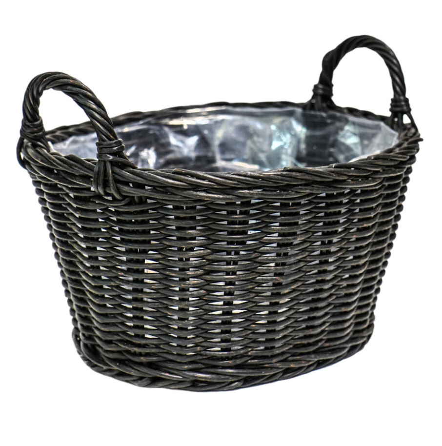 Polyrattan Grey Lined Basket (2 sizes)