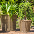 Load image into Gallery viewer, Outdoor Natural Rattan Planters (set of 2)
