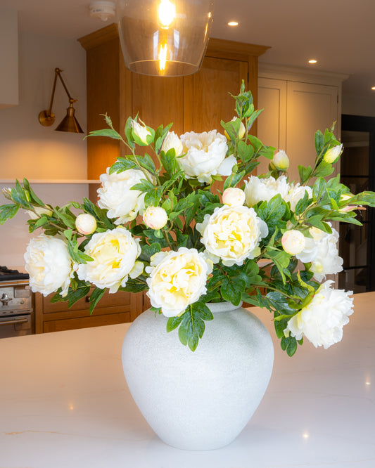 Large Peony Spray - Cream