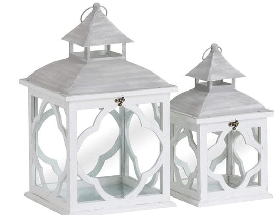 Set of Two Wooden Lanterns